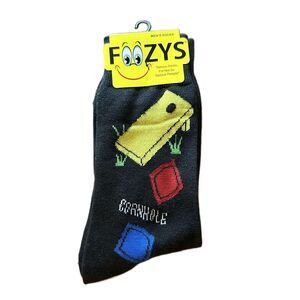 Foozys Black Novelty Cornhole Graphic Socks Mens One Size New